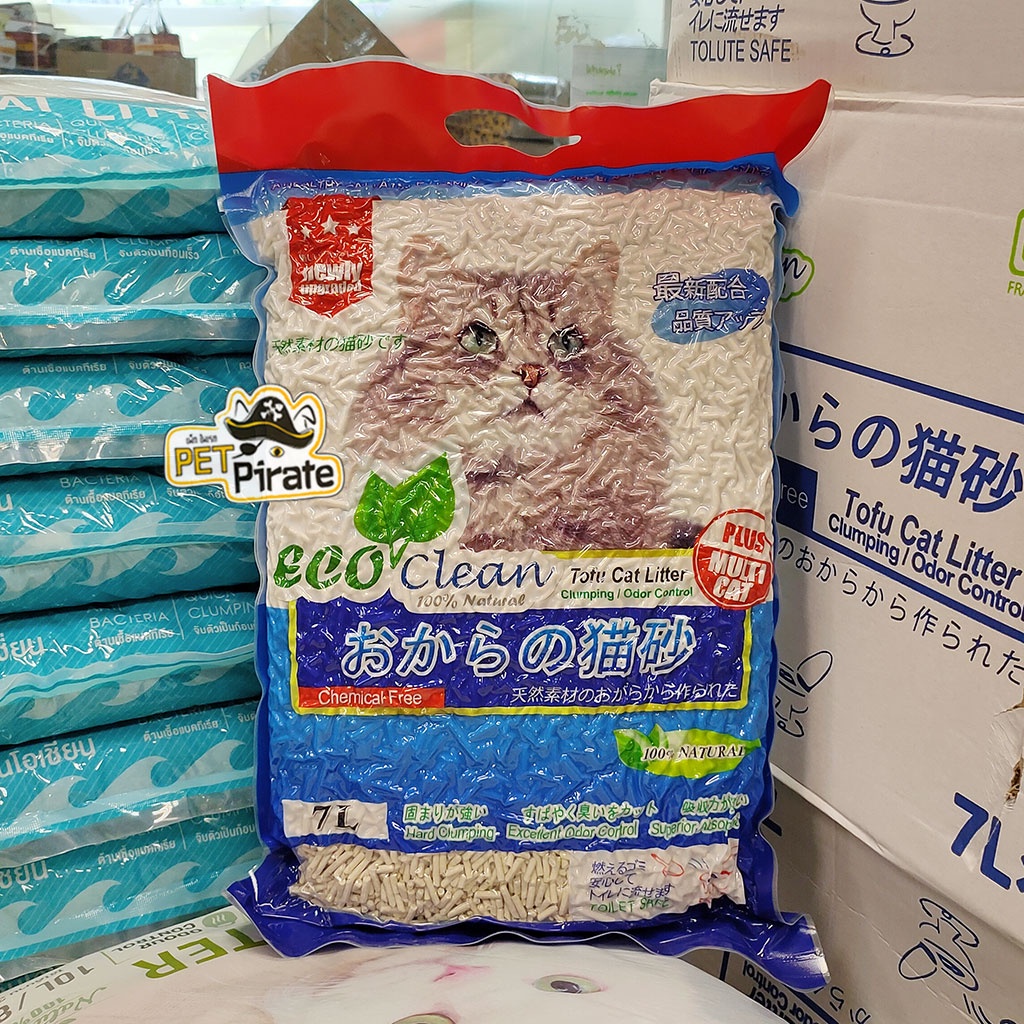 Eco Clean Tofu Cat Litter ทรายแมว ทรายเต้าหู้ธรรมชาติ ปลอดภัย ทรายแมวทิ้งชักโครกได้​ ​ บรรจุ 7 ลิตร