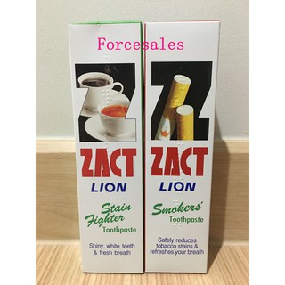 ZACT ยาสีฟัน แซคท์ 160 กรัม สูตรสำหรับผู้สูบบุหรี่สีแดง / สูตรสำหรับผู้ดื่มชา-กาแฟสีเขียว