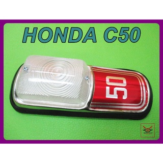 HONDA C50 HORN COVER LOGO with DIM LIGHT "RED" //  โลโก้บังแตร ไฟหรี่ สีแดง สินค้าคุณภาพดี