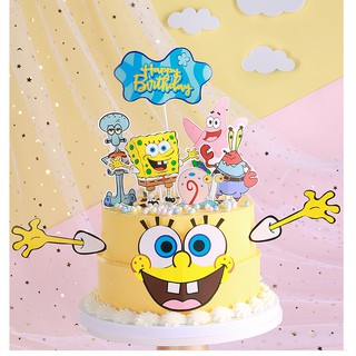 Ready Stock กางเกงลายการ์ตูน Spongebob ทรงสี่เหลี่ยมสําหรับตกแต่งเค้กวันเกิด