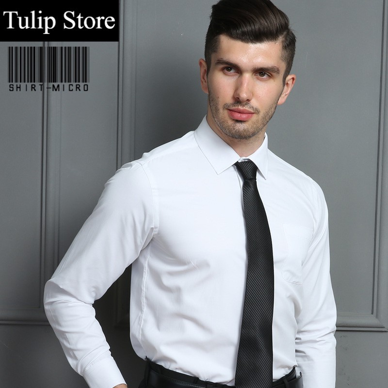 เสื้อเชิ้ตชายแขนยาว White /Black เสื้อทำงานแขนยาว​ ผ้า Cotton100% ทรงSlim(เนื้อผ้าเดียวกับยี่ห้อ Arrow)