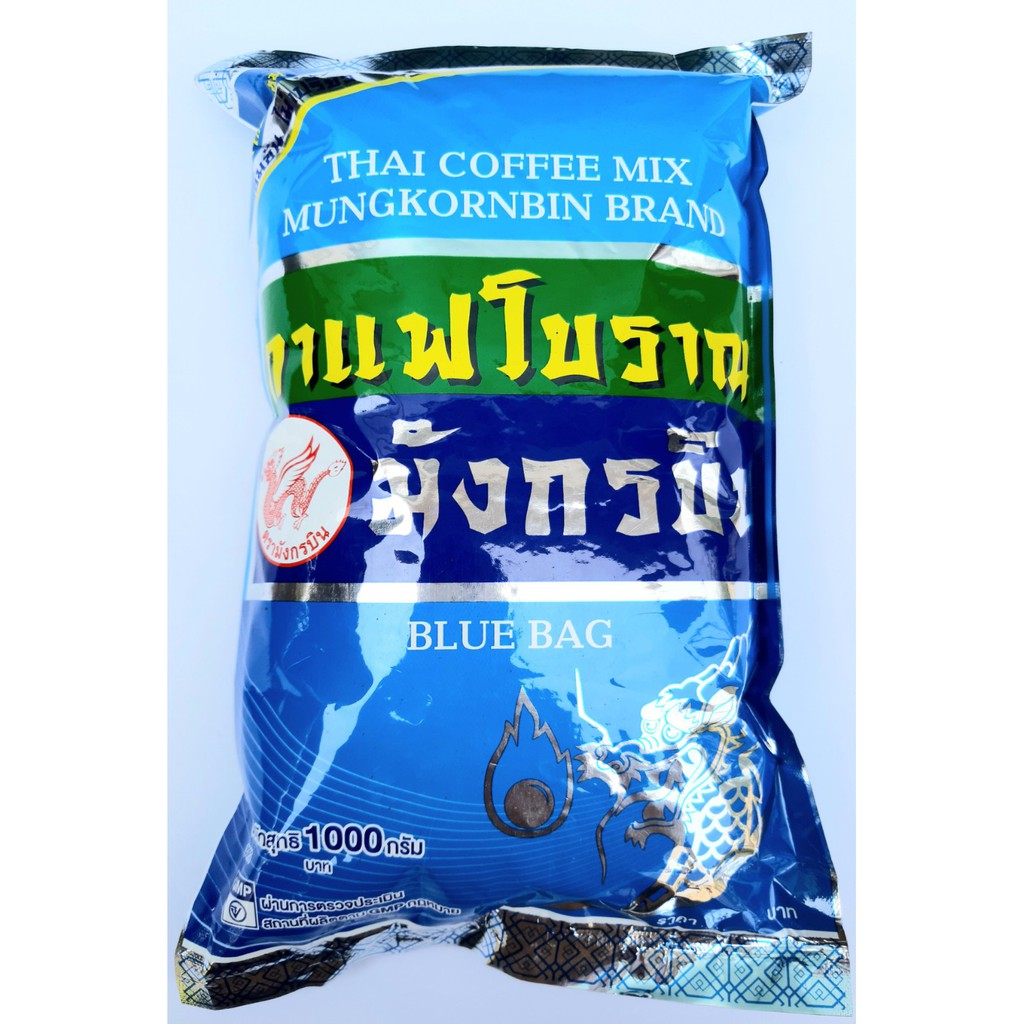 กาแฟโบราณ ตรา มังกรบิน กาแฟผสม เข้มข้น ไม่เปรี้ยว ผ่านการตรวจประเมิน สถานที่ผลิตตาม GMP กฎหมาย น้ำหนักสุทธิ 1 กิโลกรัม