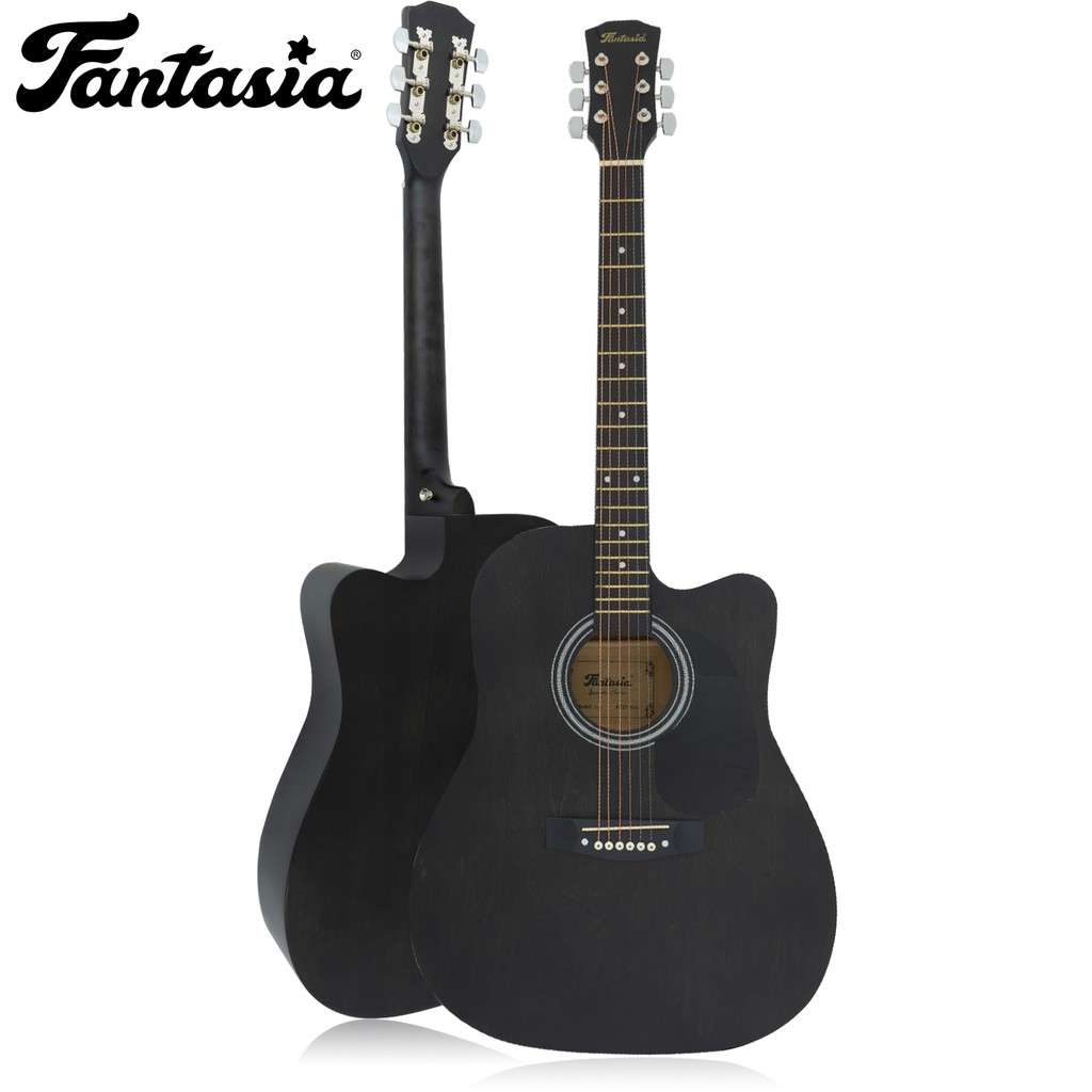 Fantasia กีต้าร์โปร่ง 41 นิ้ว คอเว้า รุ่น F101 (Black) + แถมฟรีกระเป๋ากีตาร์ &amp; ปิ๊กกีต้าร์ ** กีต้าร์โปร่งมือใหม่ **