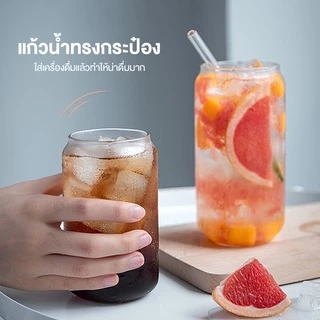 แก้วกาแฟ แก้วมัก รูปทรงแคน สำหรับใส่เครื่องดื่ม ชา น้ำผลไม้ ไร้สารตะกั่ว สไตล์นอร์ดิก โปร่งใสและทนทาน glass cup