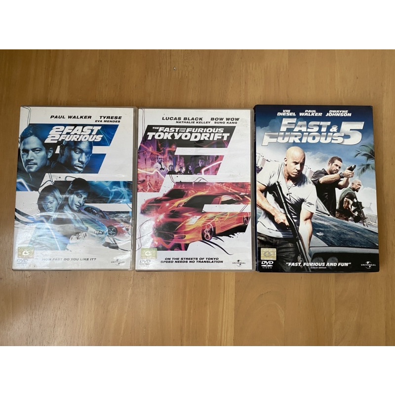 DVD มือ 2 แผ่นลิขสิทธิ์แท้ เสียง soundtrack Fast1,2,5 สภาพ 90%