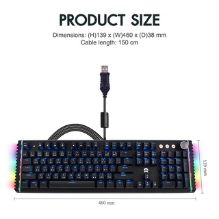 OKER Newๆๆ K-42 มีไฟRGB Gaming Keyboard คีย์บอร์ดมาโคร Blue Switch