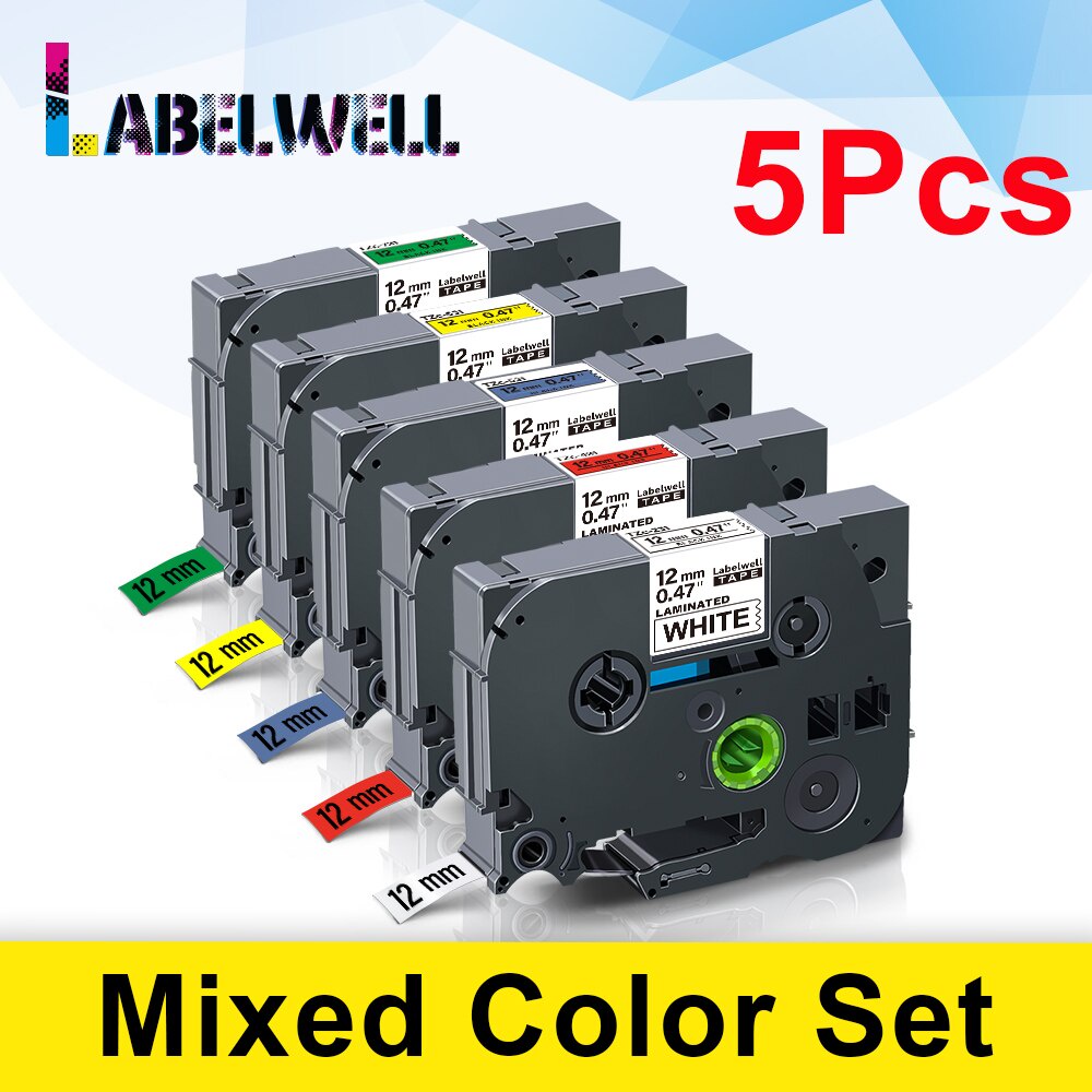 5 Colors Compatible for 231 12mm Label Tape 231 431 531 631 731 laminated label tape Compatible for 