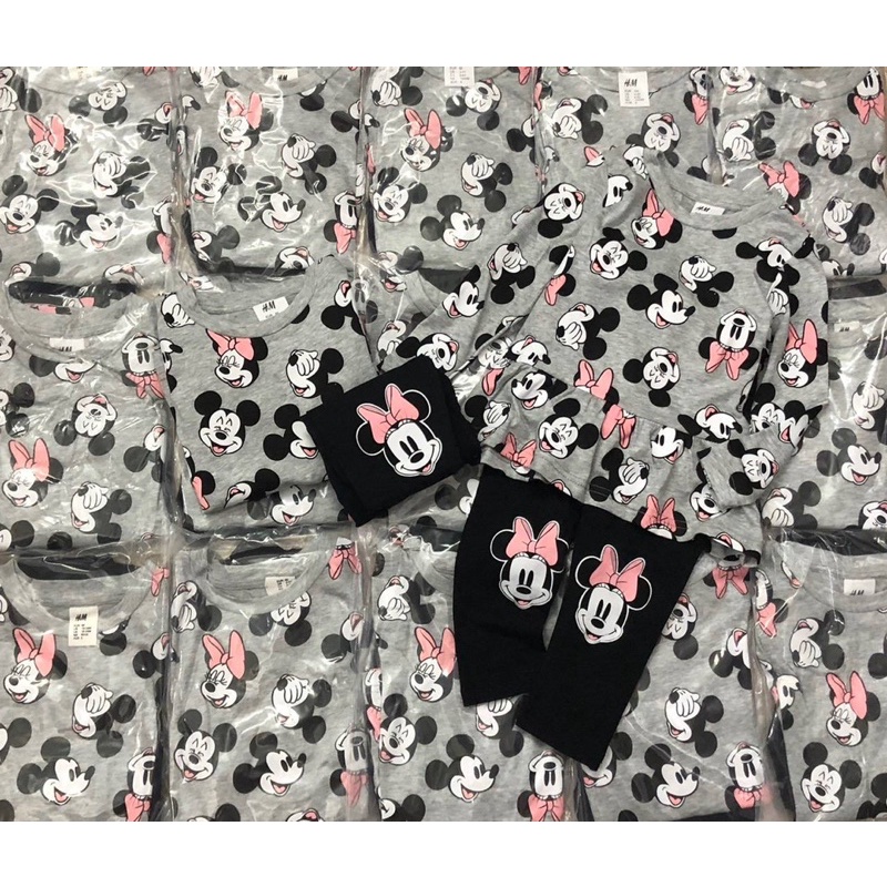 Hot DESIGN BAJU HM INSPIRED MICKEY MINNIE MOUSE PLAYSET PYJAMAS GIRL/BOY