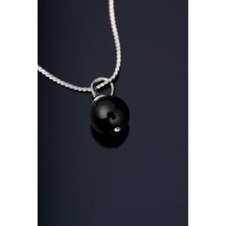 AKN085 สร้อยคอจี้ Black Agate ฝังเพชร swarovski