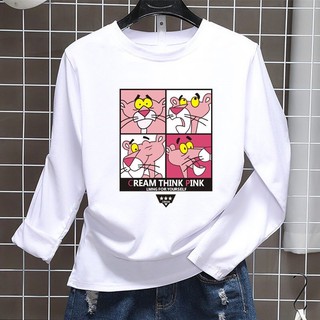 เสื้อแขนยาวลาย pink panther สไตล์เกาหลี