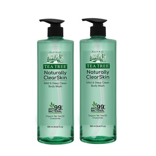 Tea Tree Naturally Clear Skin Mild &amp; Deep Clean Body Wash 500ml.*2 bottle  exp 01/25