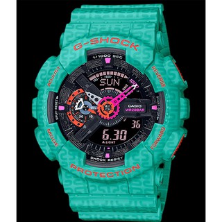 Casio G-Shock นาฬิกาข้อมือผู้ชาย สายเรซิ่น สีเขียว รุ่น GA-110SGH-3A,GA-110SGH-3ADR