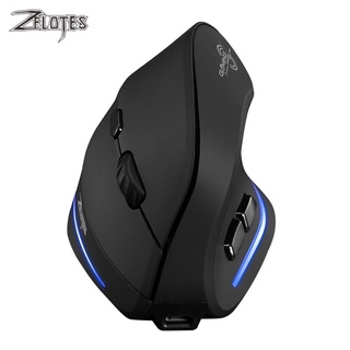 ZELOTES F-35ไร้สาย2.4GHz แนวตั้ง6ปุ่ม2400 DPI Ergonomic Optical Gaming เมาส์คอมพิวเตอร์