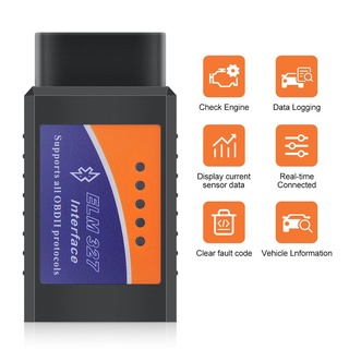 เครื่องสแกนเนอร์อ่านโค้ดรถยนต์ ELM327 V1.5 บลูทูธ PIC18F25K80 OBDII OBD2