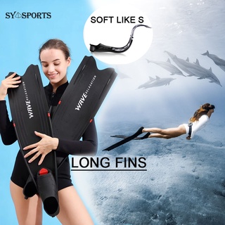 SYSPORTS ตีนกบ ครีบดำน้ำ อุปกรณ์ดำน้ำ ของมืออาชีพ สำหรับผู้ใหญ่ Long Freediving Fins