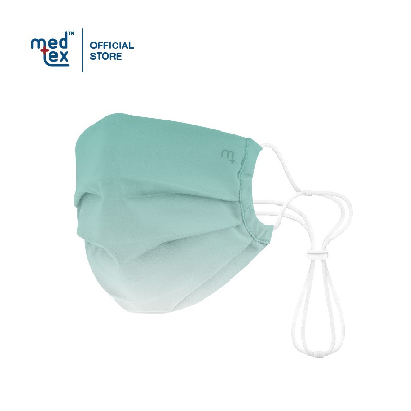 Medtex รุ่น M5 หน้ากากผ้ามัสลิน Tencel Cotton 3 ชั้น พร้อมช่องใส่ฟิลเตอร์ สีฟ้ามิ้นท์