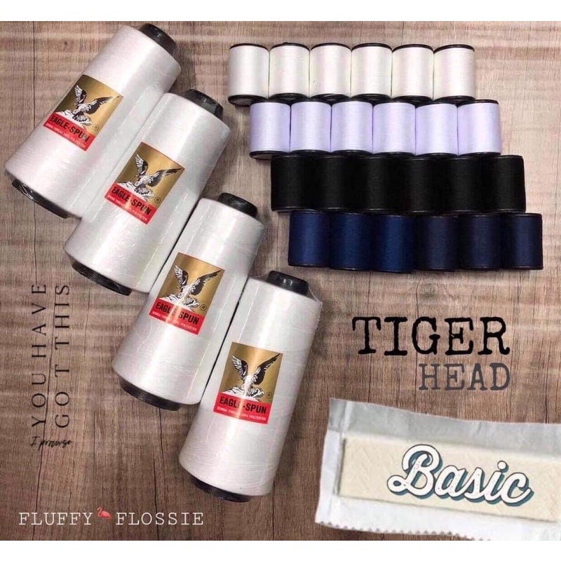 [ ด้ายเย็บผ้าคุณภาพตราหัวเสือ ] สีเบสิค WOP สีขาวดิบออฟไวท์ / สีขาวฟอก / สีกรมท่า / สีดำ เบอร์ 60 ด้ายเย็บผ้าสีกรมท่า สี