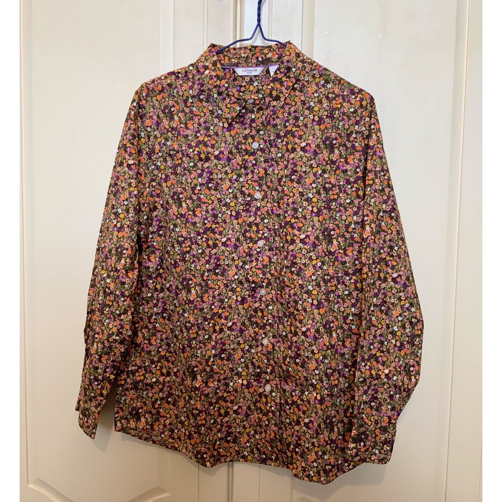 Liz Claiborne Shirt เสื้อเชิ้ตผู้หญิง ลายดอก สีสันสดใส ไซส์ L