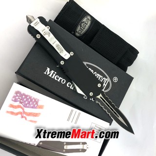 มีดสปริงตรง รุ่นใหญ่ คม 2ด้าน กึ่งหยัก Microtech Combat Troodon 00556 D/E Automatic Knife Camping Tool