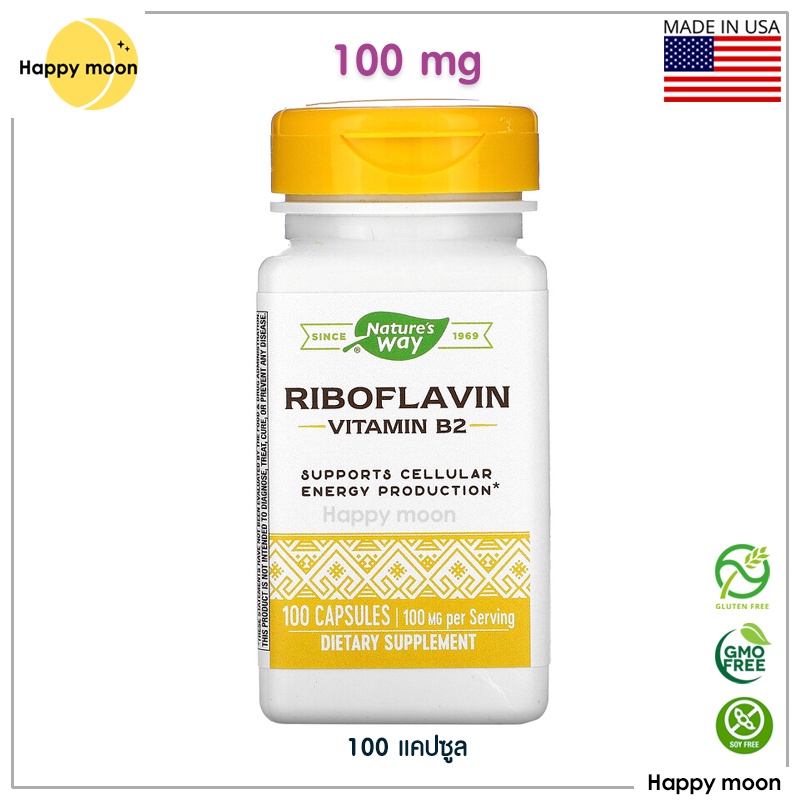 Nature's Way, Riboflavin, Vitamin B2, 100 mg, 100 Capsules, วิตามินบี 2