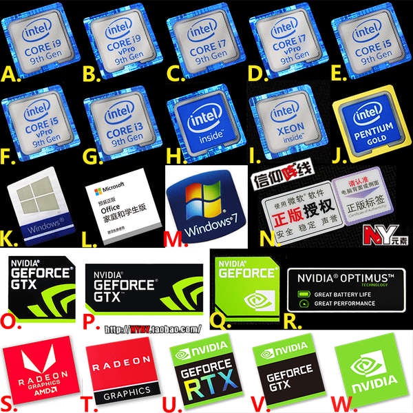 Core 9th Generation 9th Generation core i5 i7 I9 win10 คอมพิวเตอร์แล็ปท็อปสติกเกอร์ฉลาก CPU