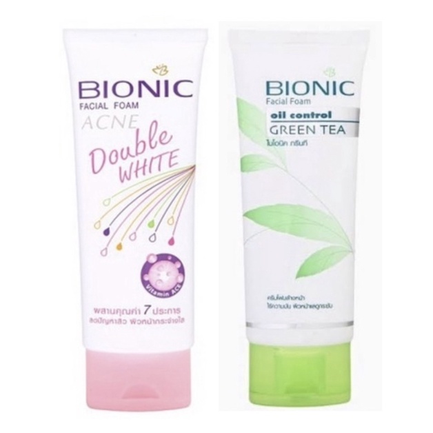 80 กรัม โฟมล้างหน้า ไบโอนิค กรีนที / แอคเน่ Bionic Facial Foam Green tea / Acne Double White