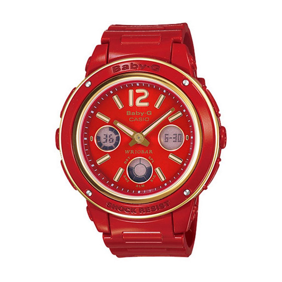 Casio Baby-G นาฬิกาข้อมือผู้หญิง สายเรซิ่น รุ่น BGA-151GG-4B - สีแดง(กล่องยับ)