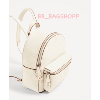 ZARA EMBOSSED POCKET BACKPACK(outlet) สีขาวครีม