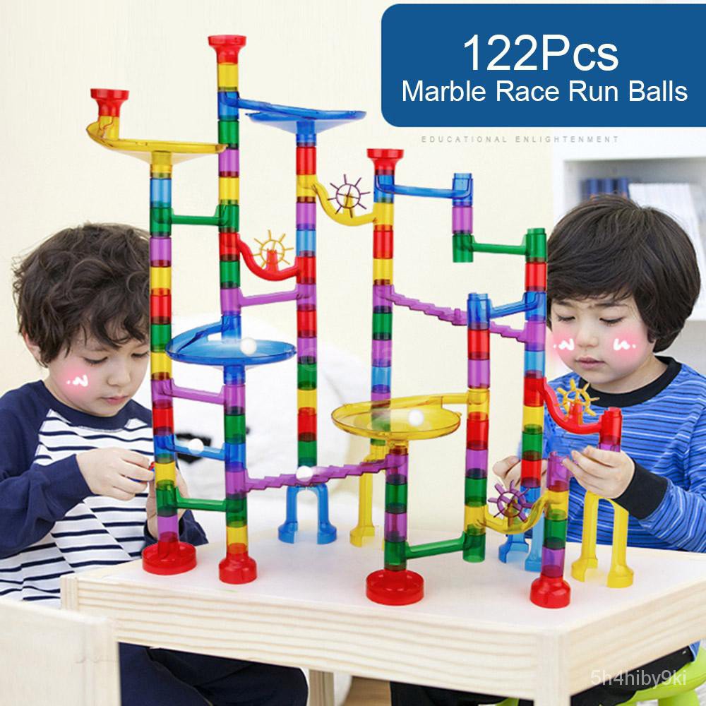 122Pcs Marble Run Toy Marble Game Educational Construction Building ...