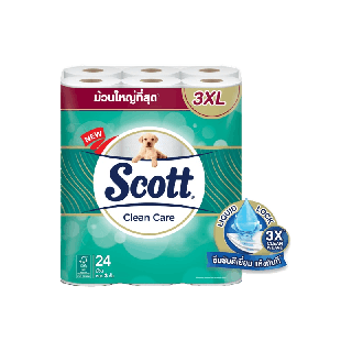 โปรโมชั่น : ขายดีSCOTT CLEAN CARE กระดาษชำระ ม้วนใหญ่ทึ่สุด 3XL หนา 3ชั้น ขนาด 24 ม้วน Toilet Tissue 3XL 3 Ply 24 Rolls
