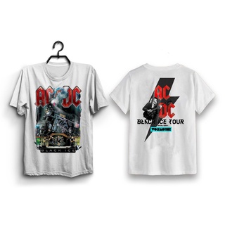 ลายน่ารัก☃✠[คลังสินค้าพร้อม XS-2XL]ACDC BLACK ICE TOUR TSHIRT/T-SHIRTS GILDAN LELAKI WANITA/SHORT SLEEPING/WHITE PLAIN T