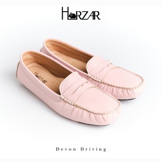 ส่งฟรี!! Horzar รองเท้าหนังแกะ ทรง Driving Shoe รุ่น Devon Driving สี Rose Quartz Lambskin Moccasins Loafers