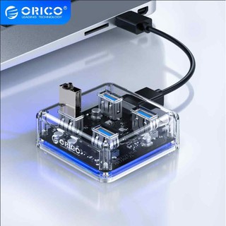 ORICO Transparent USB HUB 4 Ports USB3.0 Adapter Splitter Support External Micro USB Power Supply