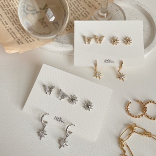 Hadesories Spring Sunshine Earring Set เซทต่างหูรูปดวงดาว พระอาทิตย์ และผีเสื้อ