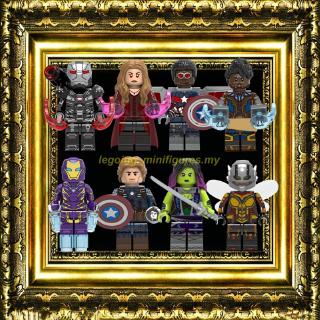 ของเล่นตัวต่อฟิกเกอร์ Leging Minifigures SpiderMan Captain America Scarlet Witch Falcon