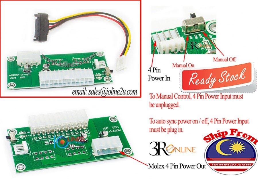 Dual ATX PSU Sync Power control Board GPU Mining auto/Manual Add2PSU BTC ETH Zcash Bitcoin