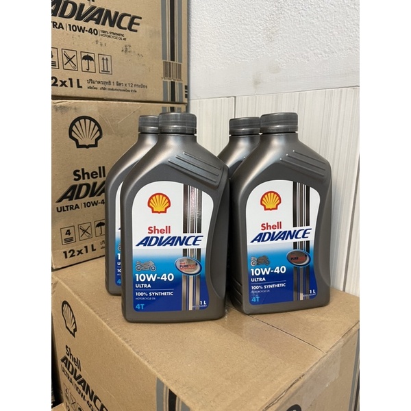 น้ำมันเครื่อง Shell Advance 10W40 สังเคราะห์แท้ 100% (ป๋องเทา)