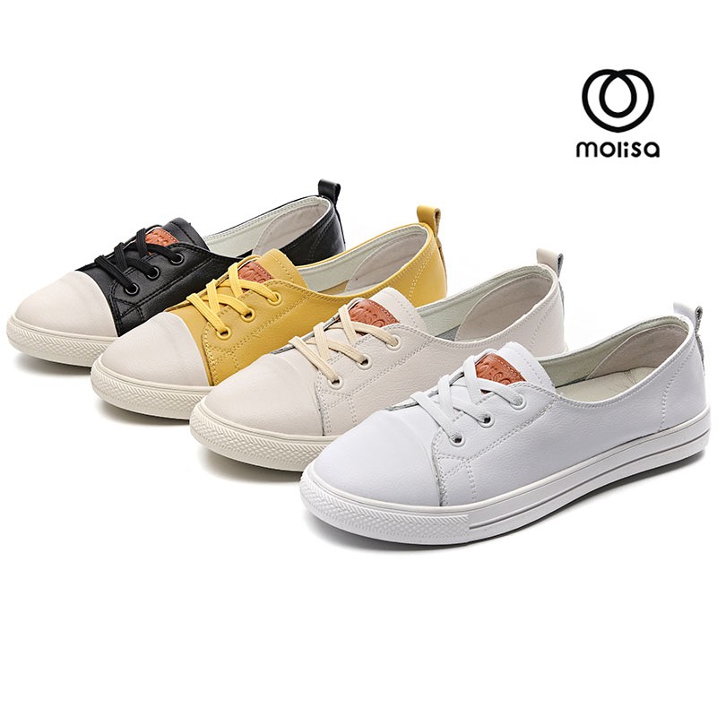 Molisa Sneaker Leather Shoes รองเท้าผู้หญิง หนังแฟชั่น สำหรับผู้หญิง 1710