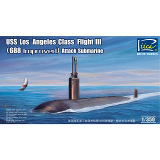 โมเดลเรือดำน้ำ (Scale Model) Riich Model 1/350 RN28007 USS Los Angeles Class Flight III (688 improved) SSN