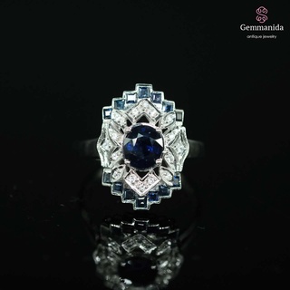 แหวนไพลิน และ white sapphire ขนาด 52