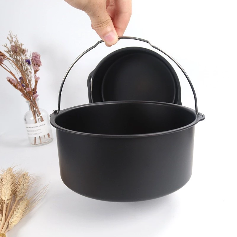 หม้อทอด เคลือบเทฟล่อน หม้อกลม ทอด อาหาร 7 นิ้ว Non-Stick Air Fryer Accessories หม้อทอดไร้น้ำมัน S.H.PLUS thumbnail 5