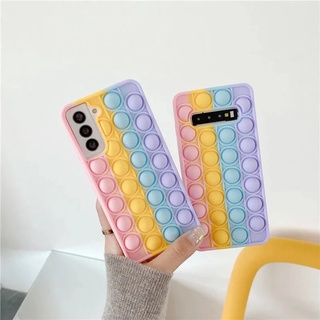 เคสโทรศัพท์ซิลิโคนเหลวสีรุ้ง Samsung Galaxy A03s A02 A71 A50 A50s A12 A70 A70s A32 A30s A72 A51 A31 A52 A11 M11 A01 4G 5G Pop it Case ยอดฮิต การ์ตูน น่ารัก คลายเครียด