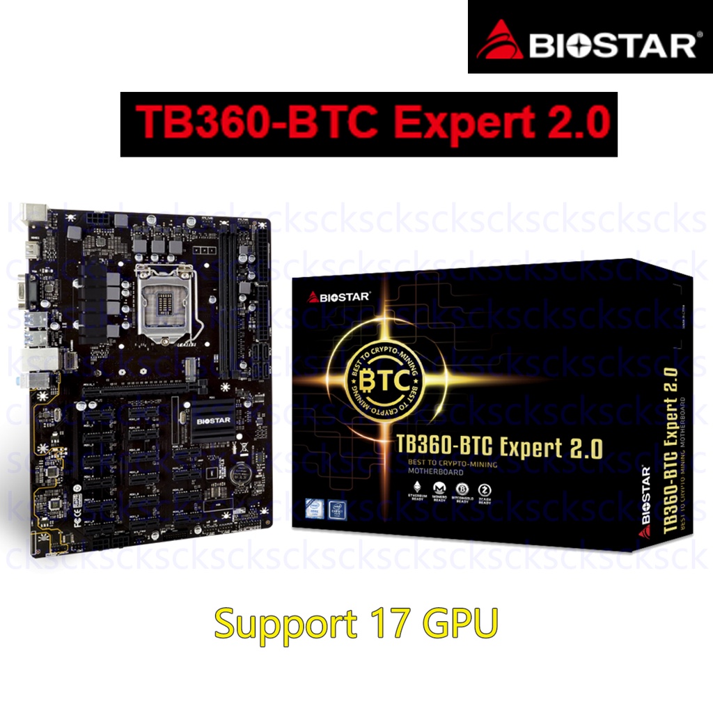พร้อมส่ง Mainboard Biostar TB360 BTC EXPERT 2.0 LGA1151 Intel B360 DDR4 17 GPU Mining Motherboard #T