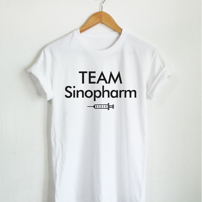 TEAM SINOPHARM ทีม ซิโนฟาร์ม เสื้อยืดสกรีน ฉีดวัคซีน ตลกๆ วัยรุ่น