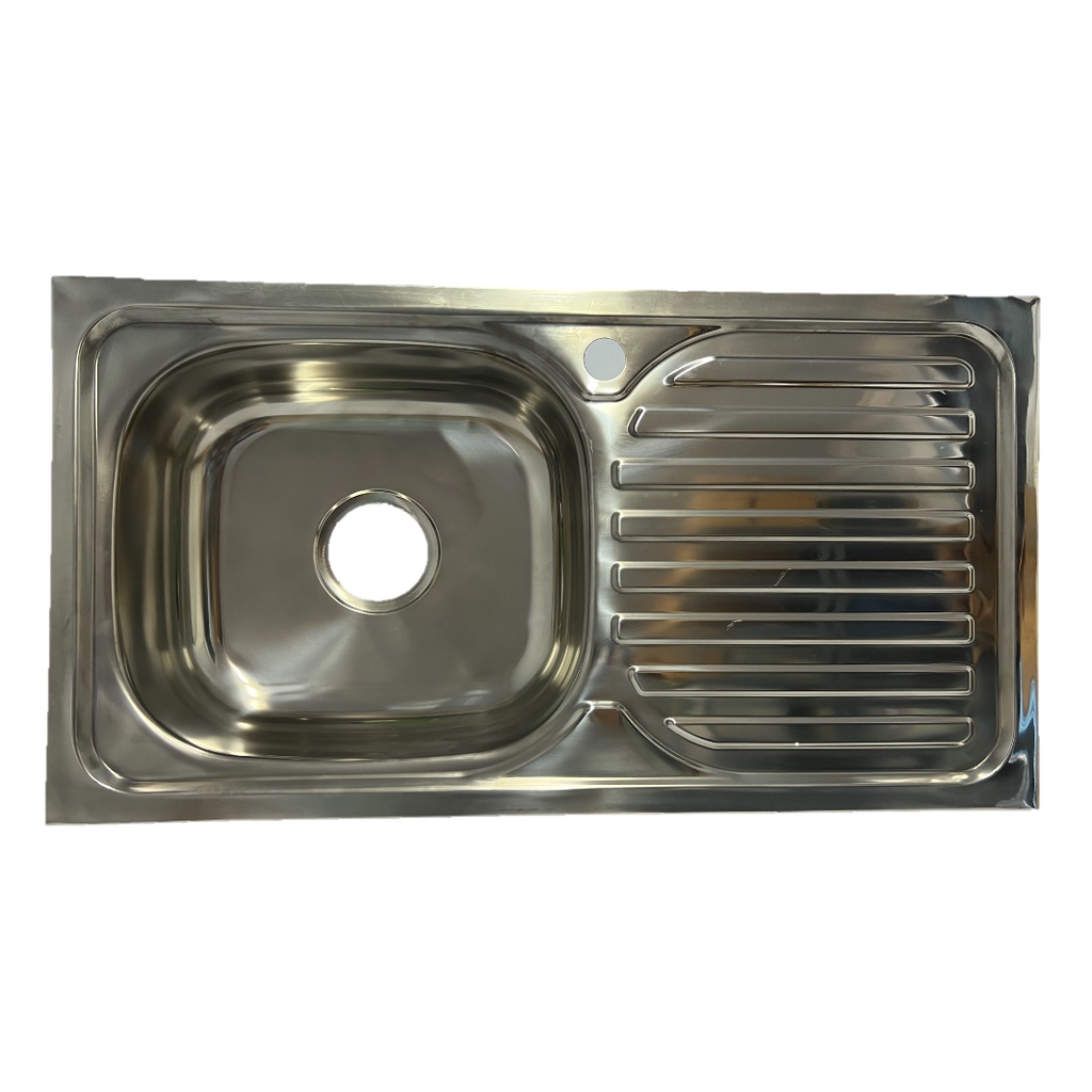 อ่างซิงค์ล้างจานแบบฝัง รุ่น KS103 (10 ชิ้น/กล่อง) สแตนเลส 1 หลุม มีที่พักจาน อ่างล้างจาน (10 ชิ้น/กล่อง) ขายยกกล่อง