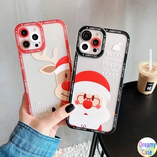 เคสโทรศัพท์มือถือ แบบนิ่ม ลายซานตาคลอส และกวาง ป้องกันเลนส์ สําหรับ iPhone 13 11 Mini 12 Pro XR X XS Max 6 6S 7 8 Plus SE 2020