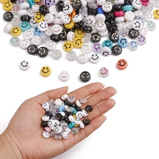 ลูกปัดอะคริลิก ลายหน้ายิ้ม สําหรับทําเครื่องประดับ สร้อยข้อมือ สร้อยคอ DIY 50 ชิ้น