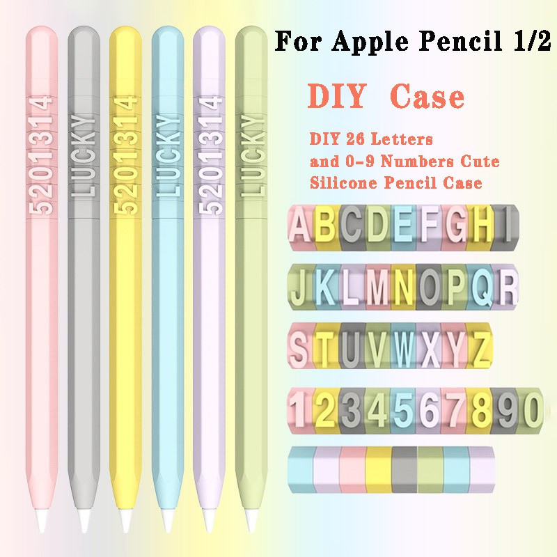 เคสปากกาไอแพด ซิลิโคน ป้องกันรอย ลายการ์ตูนตัวอักษรสีแคนดี้ สําหรับ Apple Pencil 2 1
