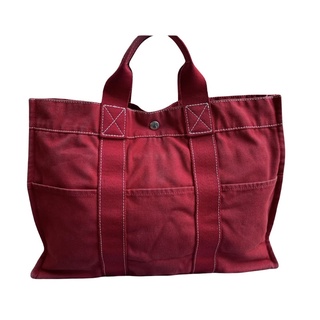 3 Hermès Deauville Tote Bag Handbag Sack Mm Red Colorแท้มือสองกระเป๋าถือ