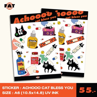 STICKER ACHOOO CAT BLESS YOU ตกแต่งโน๊ต เฟรมการ์ด diy สติกเกอร์ไดคัท fatclub